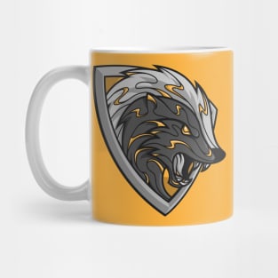 yellow and black loyal badger shield Mug